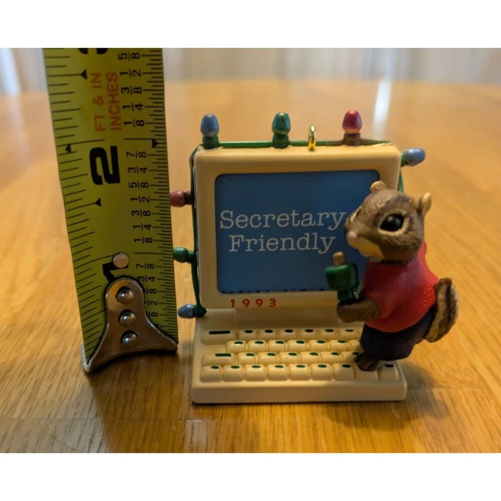 Hallmark People Friendly Ornament 1993 - Chipmunk Computer Personalize Insert